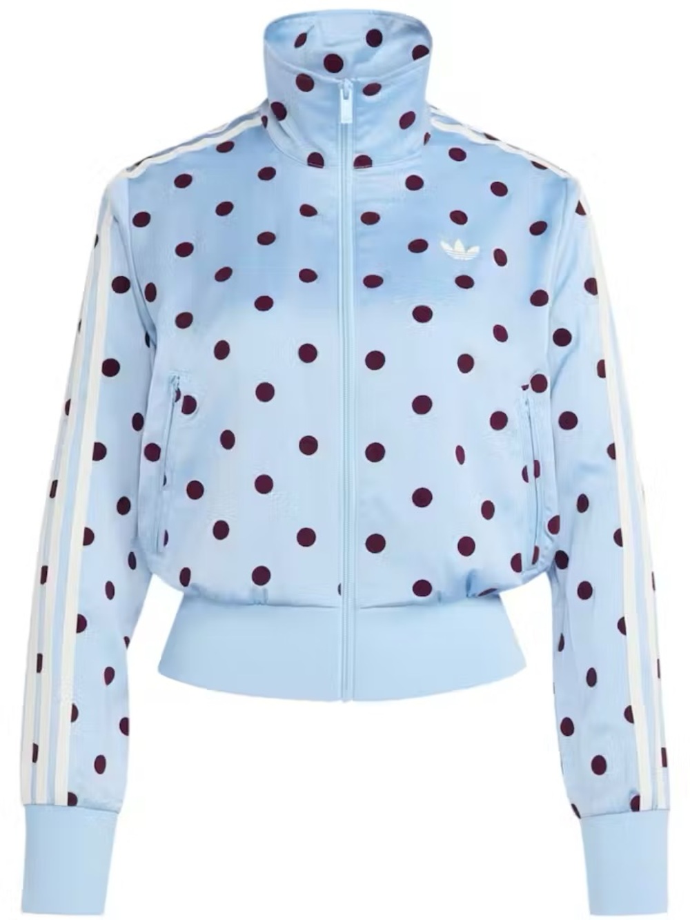 adidas Blue Bomber Jacket with Burgundy Polka Dots